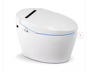 BWE Elongated Smart Toilet Bidet in White with Auto Open, Auto Close Minimalist Heated Seat and Remote, Foot Sensor Flush