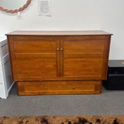 Murphy Cabinet Bed, CLOVER, Cherry, QUEEN.  6” Foam Mattress Inside