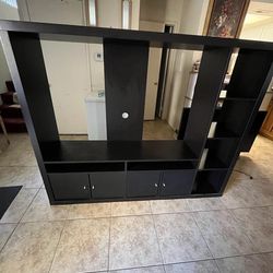 TV furniture Stand, All Black, 36x55 In
