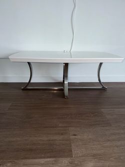 White Top Coffee Table with Chrome Base