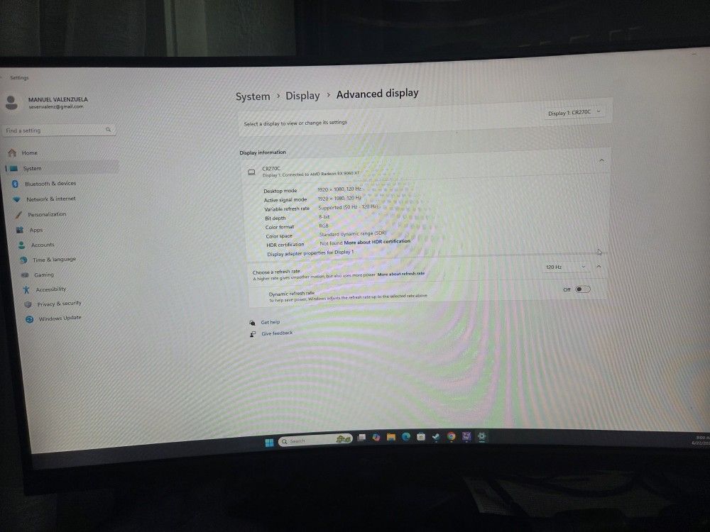 Gaming Monitor Crua 27" Curved