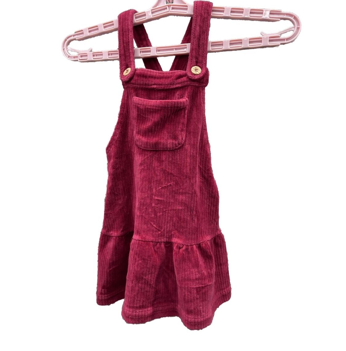 Tahari Girl Top Bib Overall Corduroy Pink Dress Size 2T Holiday