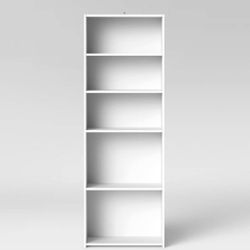 New 5 Shelf Bookcase White Modern Style, 71.18"