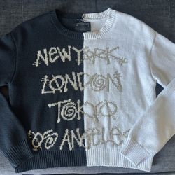Stüssy NWT Rare City Print Sweater XS — Split Black White NYC London Tokyo LA