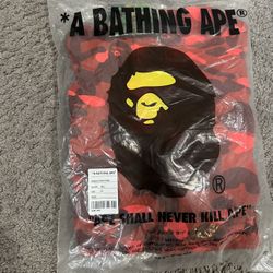 Rare A Bathing Ape Red Camo Shark Full Zip Hoodie Size XL Authentic Bape