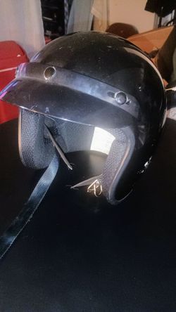 TITLE: Fuel Black Open Face Helmet with Visor – Medium – Display Prop