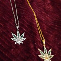 Gold Plated Marijuana Leaf Pendant/Chain