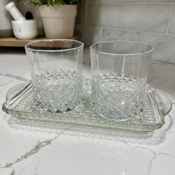 Vintage Rocks Glasses And Tray