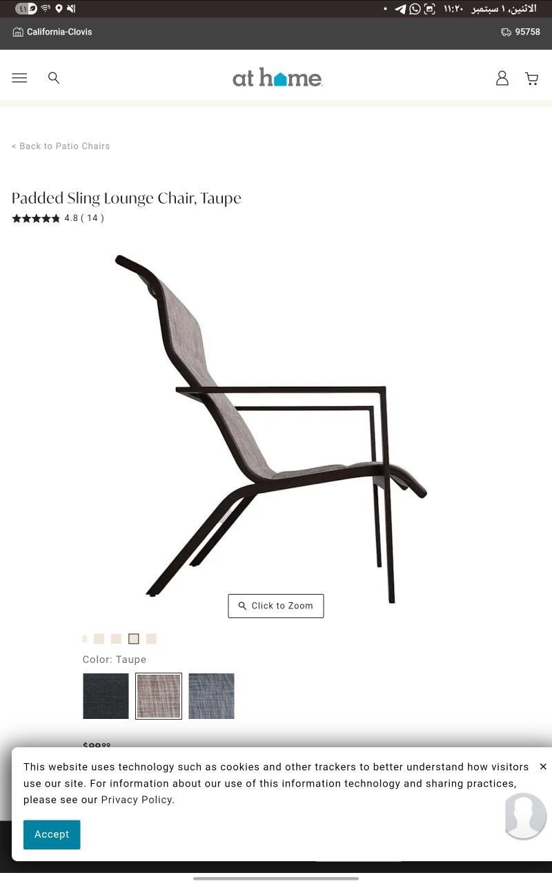 Padded Sling Lounge Chair, Taupe