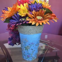 Hand Painted Flower Tin