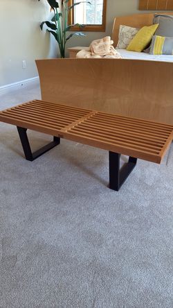 Mid-Century Modern Wood Slat Bench