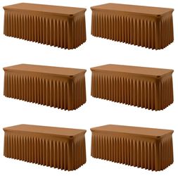 FrohFest 6 Pack Brown Spandex Fitted Tablecloth For 8ft Rectangle Tables