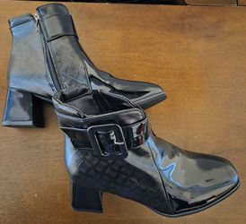 Black Patent Leather Ankle Boots