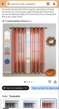 BRAND NEW! Lot of 4 Panels Terracotta Red Semi-Sheer Curtains (52"x84") - $30 for ALL