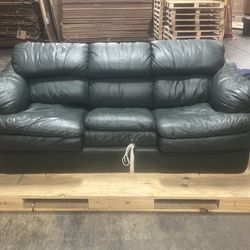 Green Leather Sleeper Sofa β Good Shape!