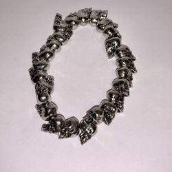 Vintage Gothic Biker SKULL Skeleton Toggle Clasp Bracelet Metal