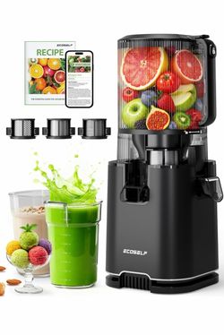 ECOSELF 3-in-1 Cold Press Juicer Machines, 6.0" Feed Chute, 100oz Capacity Juice, Sorbet & Nut Milk with 3 Filters | Easy to Clean & Assembly | Revers
