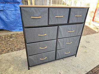 Mainstays 9 Drawer Fabric Dresser for Bedroom 40" Wide x 45" Tall, Grey