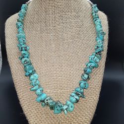 Beautiful Turquoise Sterling Silver Nugget Necklace