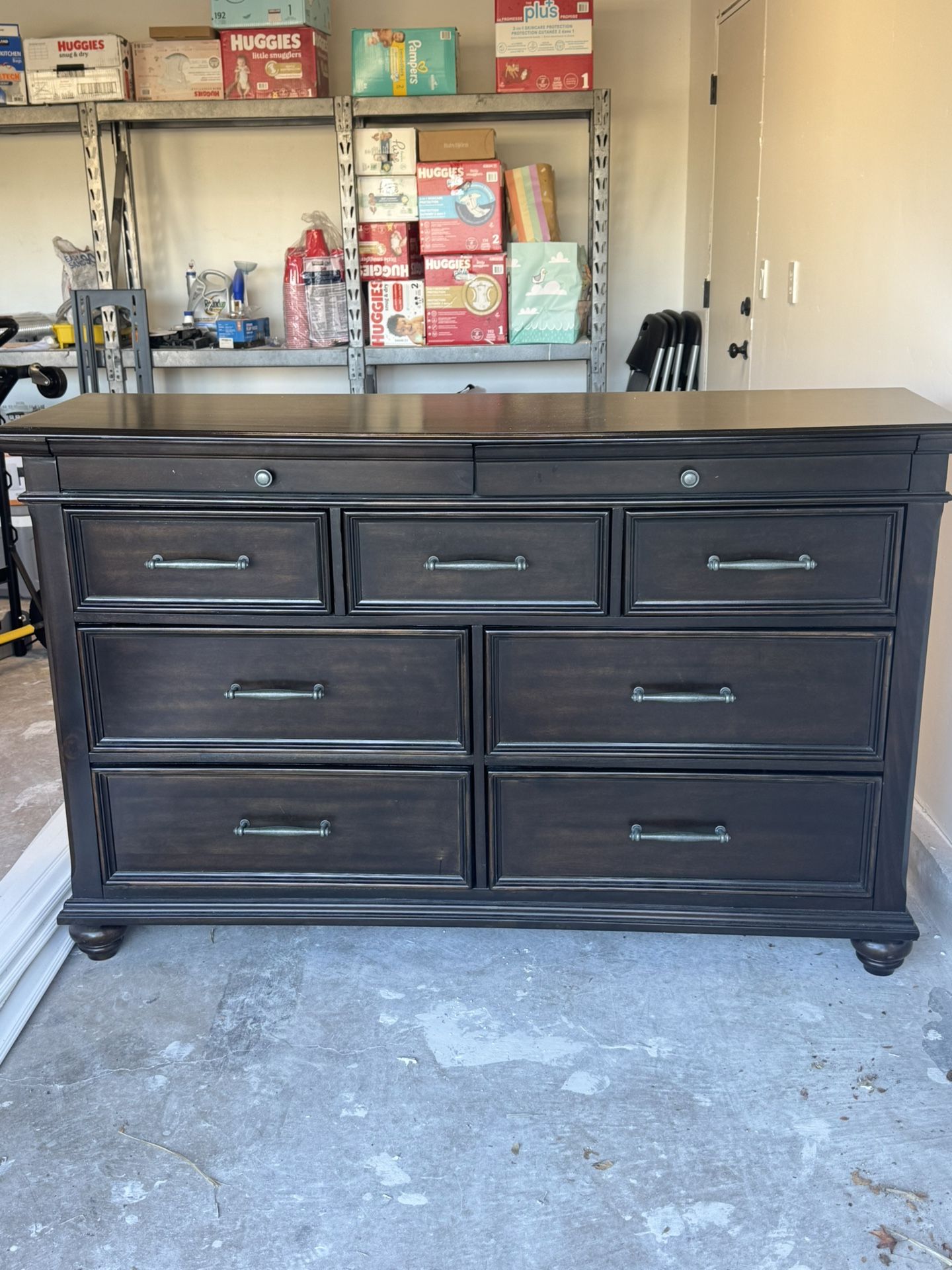 Elements International Slater 9 Drawer Dresser and Nighstands