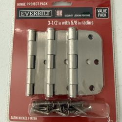 3 Pack Everbilt Security Door Hinge Satin Nickel 3-1/2" x 5/8" Radius 481 003 
