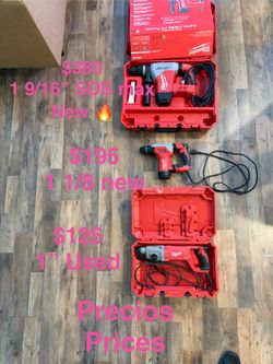 Prices in picture - precios en la foto Milwaukee ROTO ROTARY HAMMER MARTILLO TALADRO