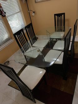 Glass Table And 6 Chairs