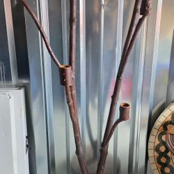 Rustic Hand Carved natural wood log candle holder