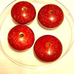 Lot Of 4 Red Speckled Beads