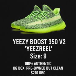Yeezy Boost 350 V2 Yeezreel (Non-Reflective) Size 9M/11W w/ Original Box
