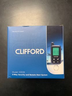 New Clifford car alarm system with paging remote and remote start. Installation included