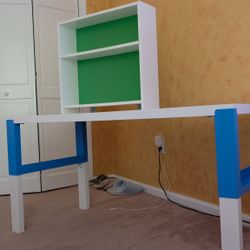 Kid Height Adjustable Desk With Bookshelf 
