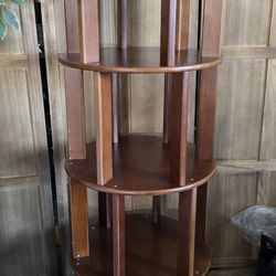 4 Tier Rotating Bookshelf Tower Spinning Bookshelf with Swivel Wheels Book Shelf Rotating Storage Tower for Kids Adult Narrow Walnut Solid Wood Revolv