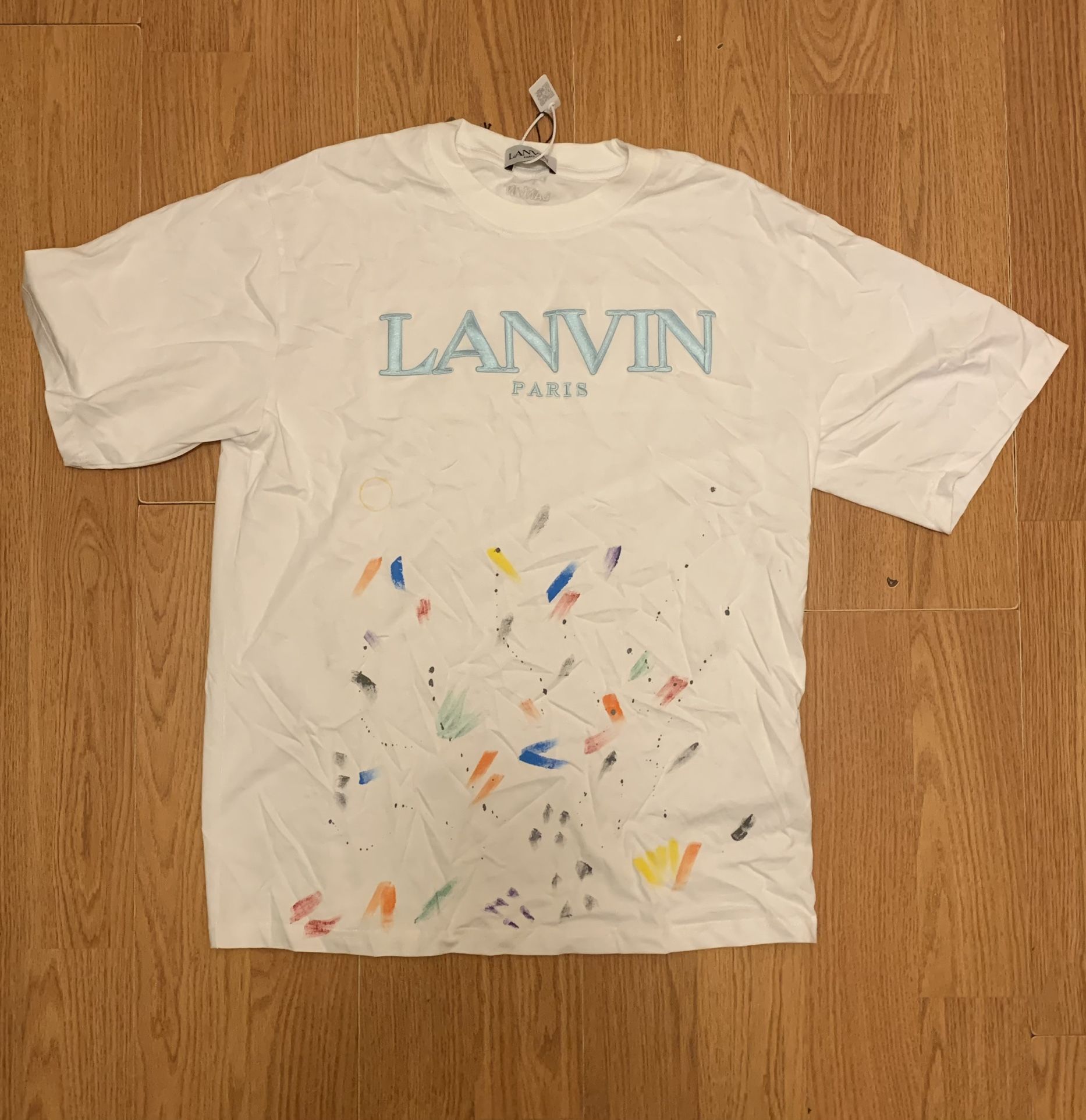 Lanvin White Graphic Tee Shirt Paint