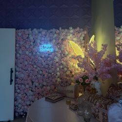 Pink flower wall floral backdrop