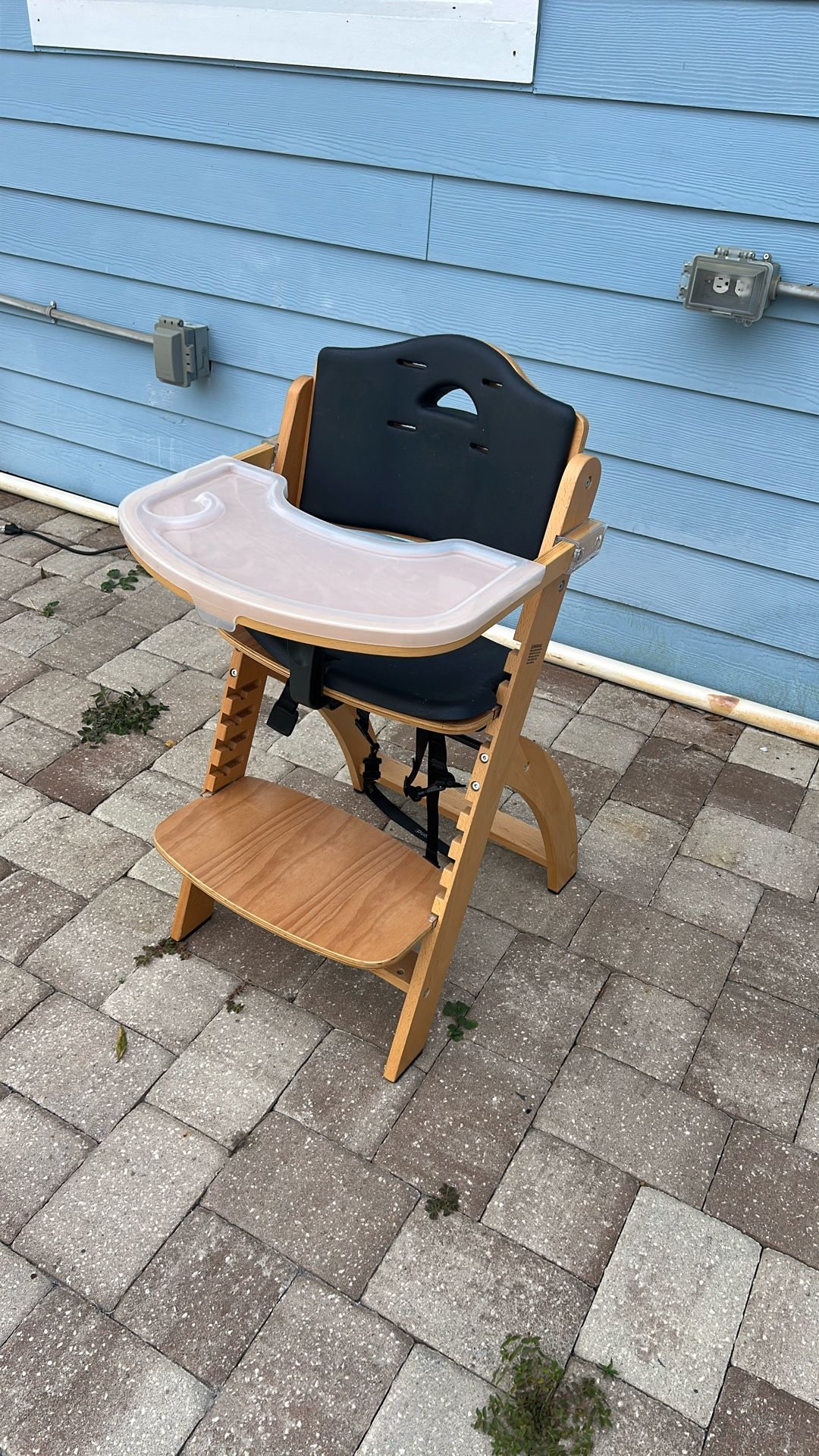 Abiie Beyond Junior Wooden High Chair with Tray Adjustable and