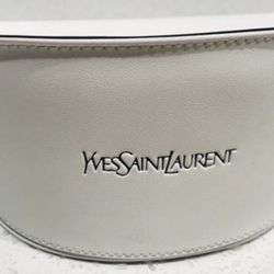 Yves Saint Laurent Italy Large White Leather Sunglasses Case & Cloth