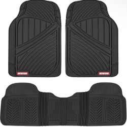 Motor Trend FlexTough Performance All Weather Rubber Car Floor Mats - 3 Piece Floor Mats Automotive Liners for Cars Truck SUV, Heavy-Duty Waterproof (