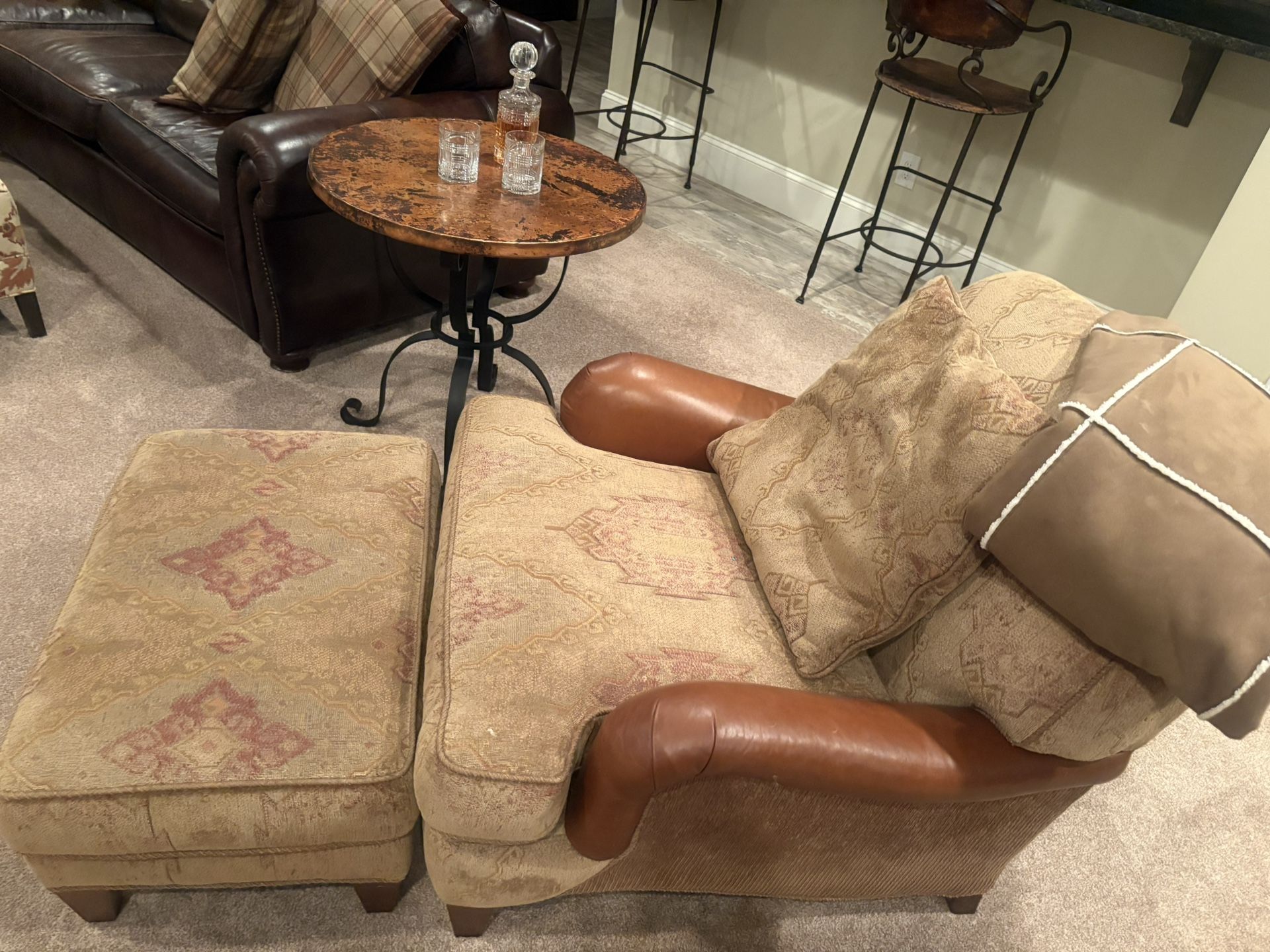 Whitney's of Cherry Hills pattern chair & ottoman