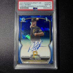 2023 Bowman Draft Chrome Sapphire Paul Skenes Auto Rookie 186/199 PSA 10