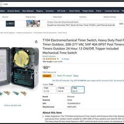 T104 Electromechanical Timer Switch