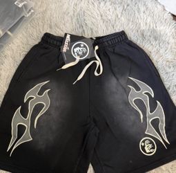 Hellstar Tribal Flame Shorts — Black/Grey