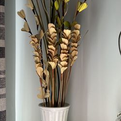 Faux Flower Arrangement Is White Vase 