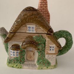 Vintage Cottage House Porcelain Teapot Collectible