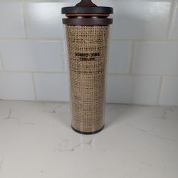 STARBUCKS 2010 BURLAP Coffee Bean Bag 16 oz Travel MUG Tumbler Acrylic
