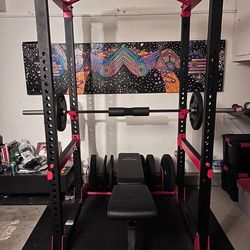 Squat Rack And Weight Bench 