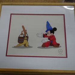 Disneyland Mickey Fantasia Sericel Limited Edition 5,000 Follow me WITH COA 
