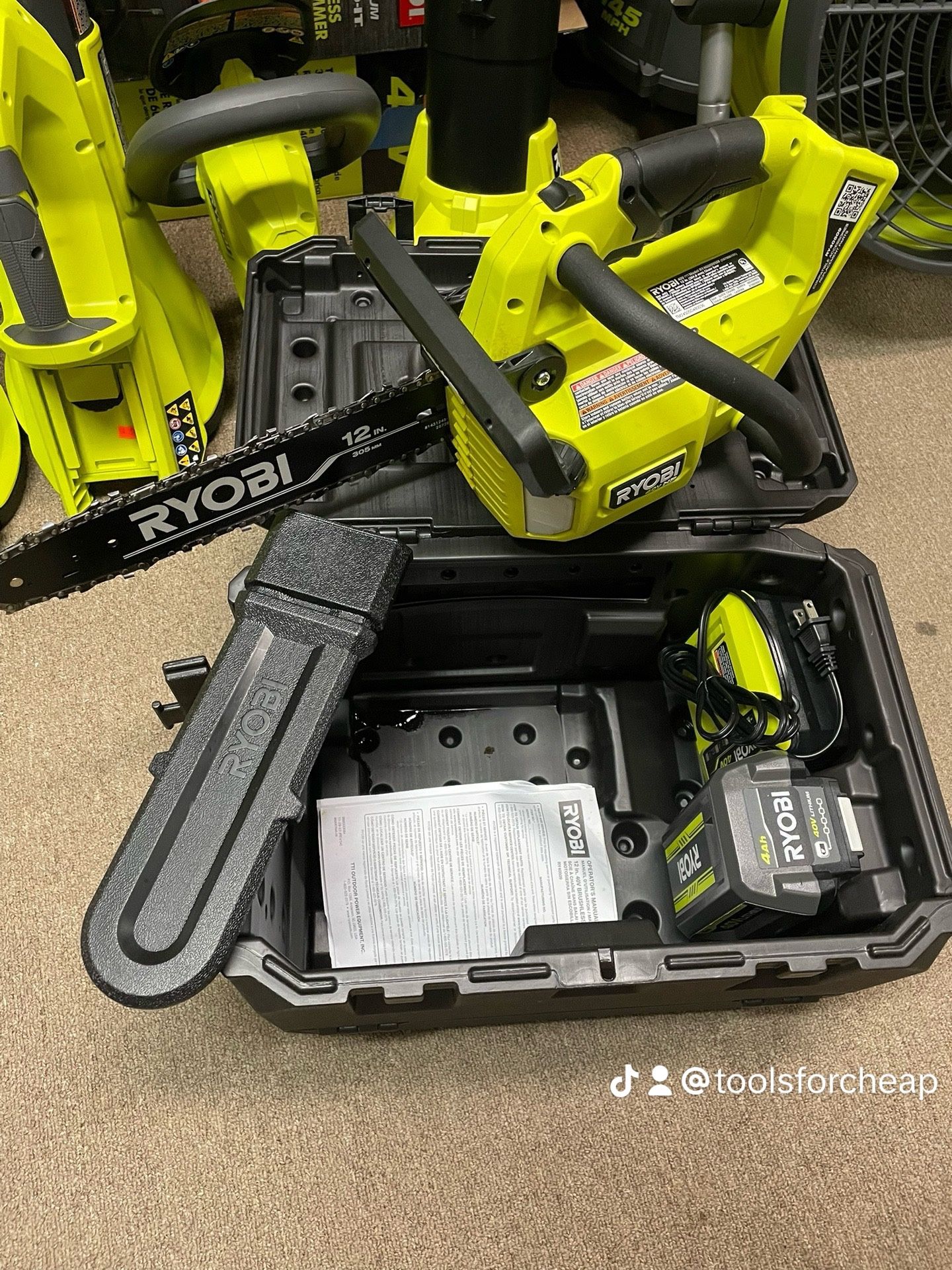 RYOBI 40V HP Brushless 12 in. Top Handle Battery Chainsaw with 4.0 Battery and Charger $189