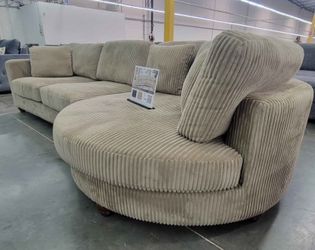 New camel corduroy sectional couch / free delivery