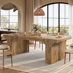 Tribesigns Farmhouse Dining Table, 70.87" Rectangular Kitchen Dining Table